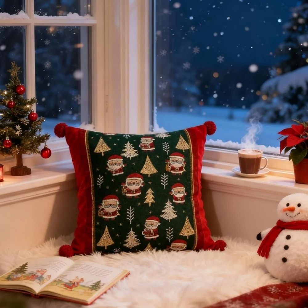 Christmas Pillow Covers 18 x 18 Inch, 3DEmbroidered Pillow Cover, 2PK